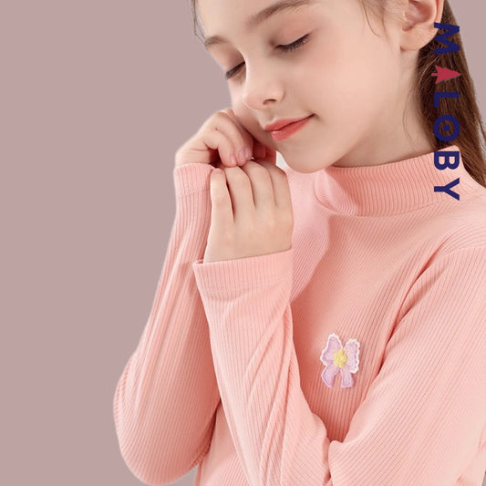Pull uni manches longues enfant fille - Rose