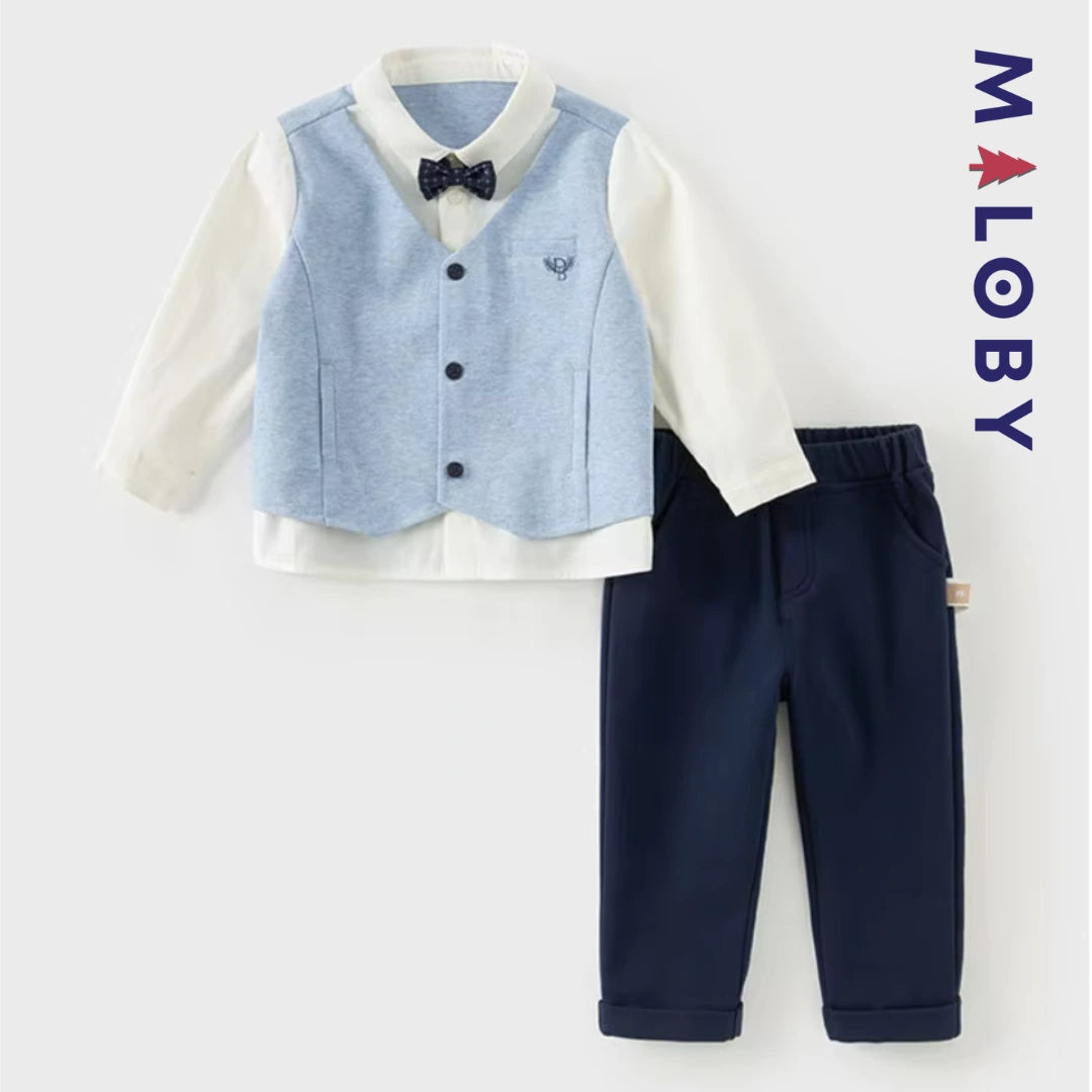 Ensemble cérémonie 3 pièces enfant garçon- bleu -robes et ensembles pour filles, bébés et garcons - MALOBY