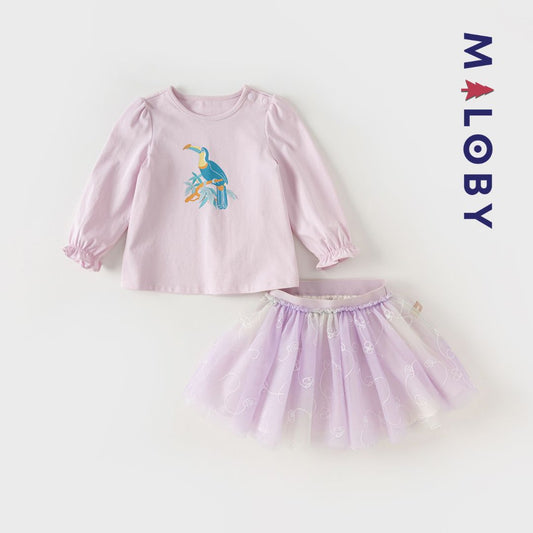 Ensemble T-shirt et Jupe enfant fille-Violet -robes et ensembles pour filles, bébés et garcons - MALOBY