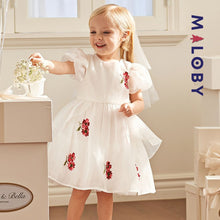 Charger l&#39;image dans la galerie, Robe cérémonie brodée enfant fille - Blanc -robes et ensembles pour filles, bébés et garcons - MALOBY
