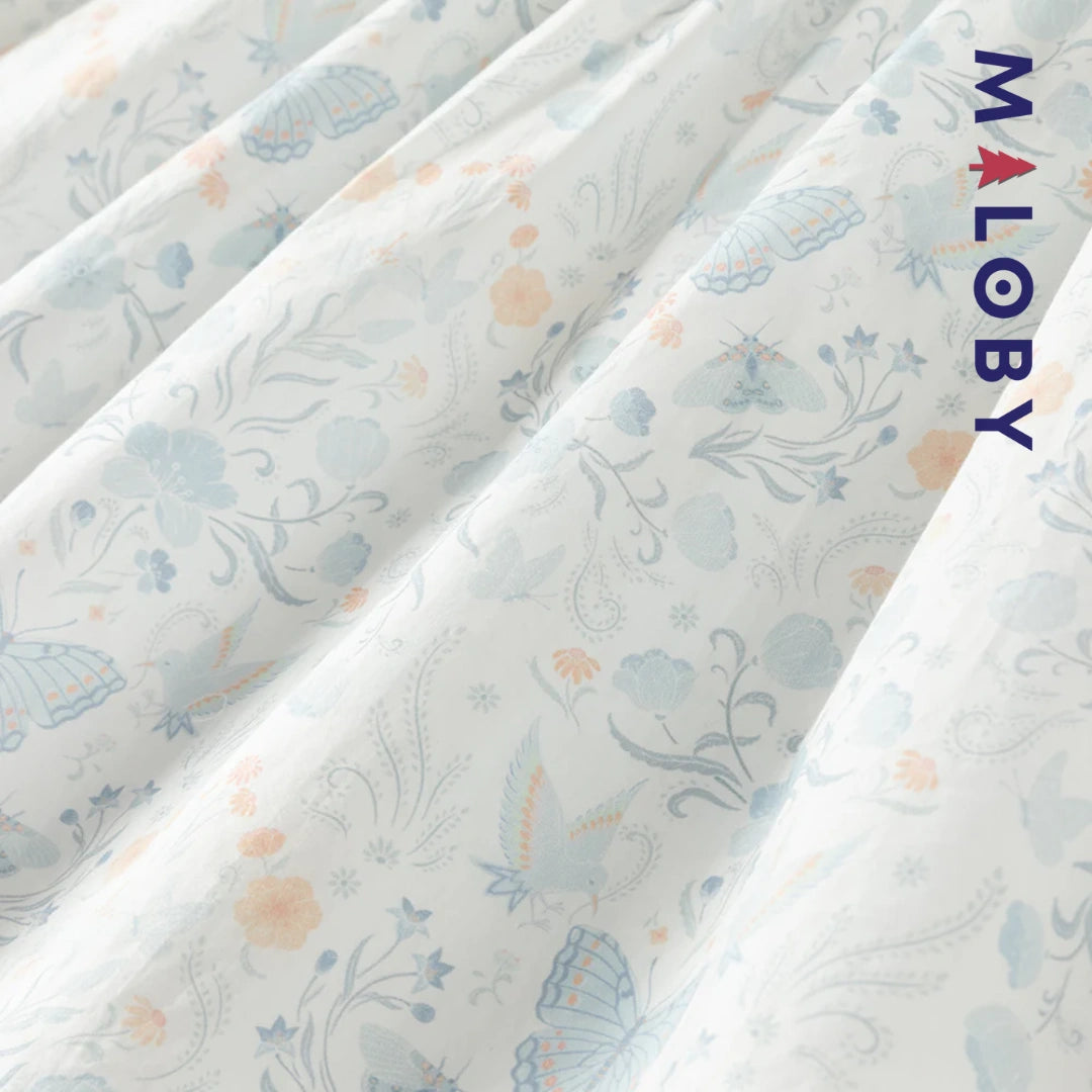 Robe fleurie col claudine enfant fille- Blanc imprimé