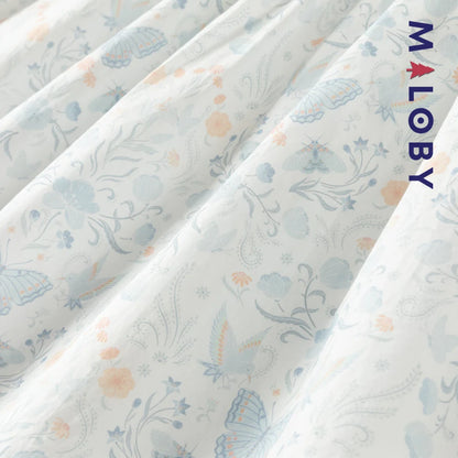 Robe fleurie col claudine enfant fille- Blanc imprimé