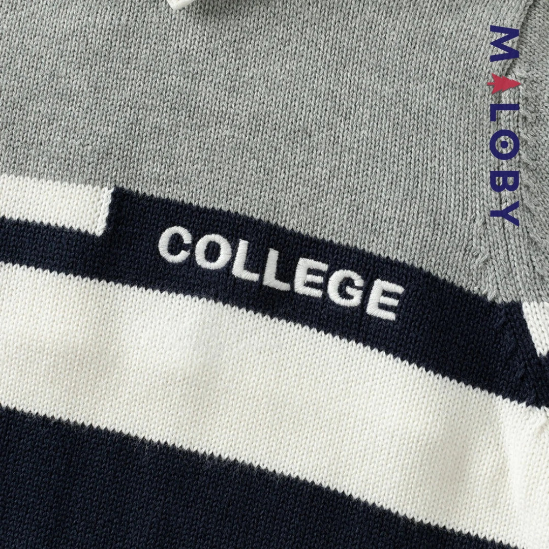 Pull à col chemise enfant garçon- marine -robes et ensembles pour filles, bébés et garcons - MALOBY
