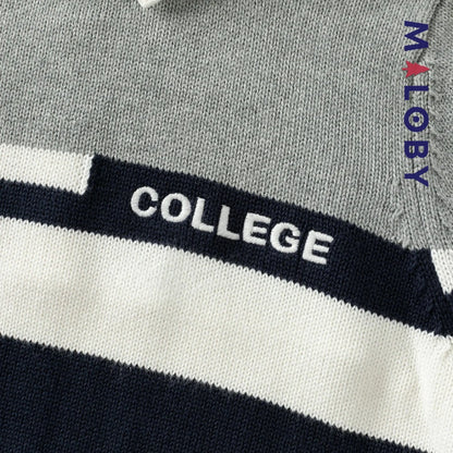 Pull à col chemise enfant garçon- marine -robes et ensembles pour filles, bébés et garcons - MALOBY