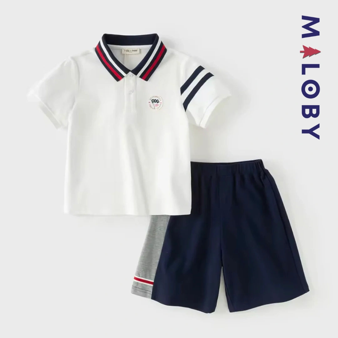 Ensemble sport 2 pièces Polo+Short enfant garçon- Beige