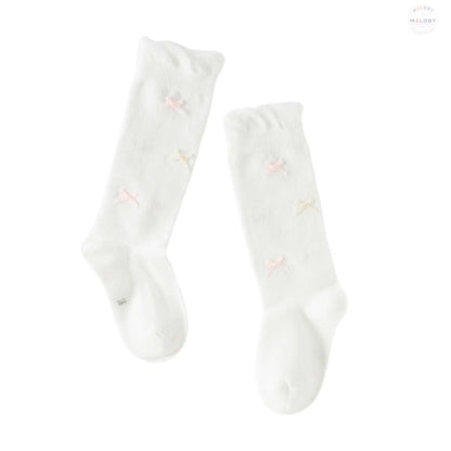 Chaussettes mi- mollet en maille enfant fille -Blanc
