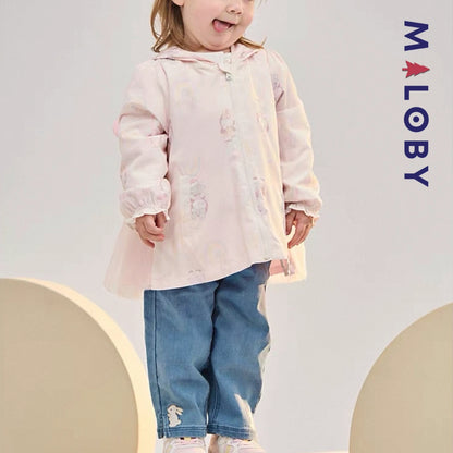 Pantalon jean avec broderies lapin enfant fille-Bleu