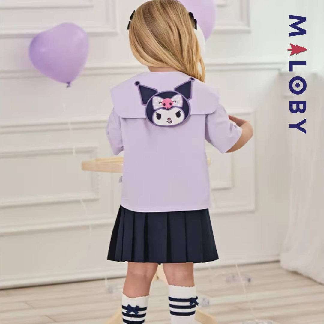Ensemble kuromi Jupon plissé+chemise enfant fille -Violet