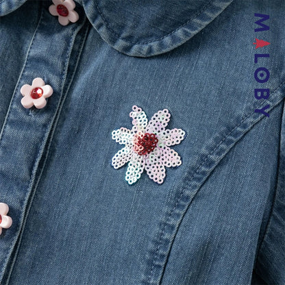 Robe en Jean manches longues enfant fille - bleu denim