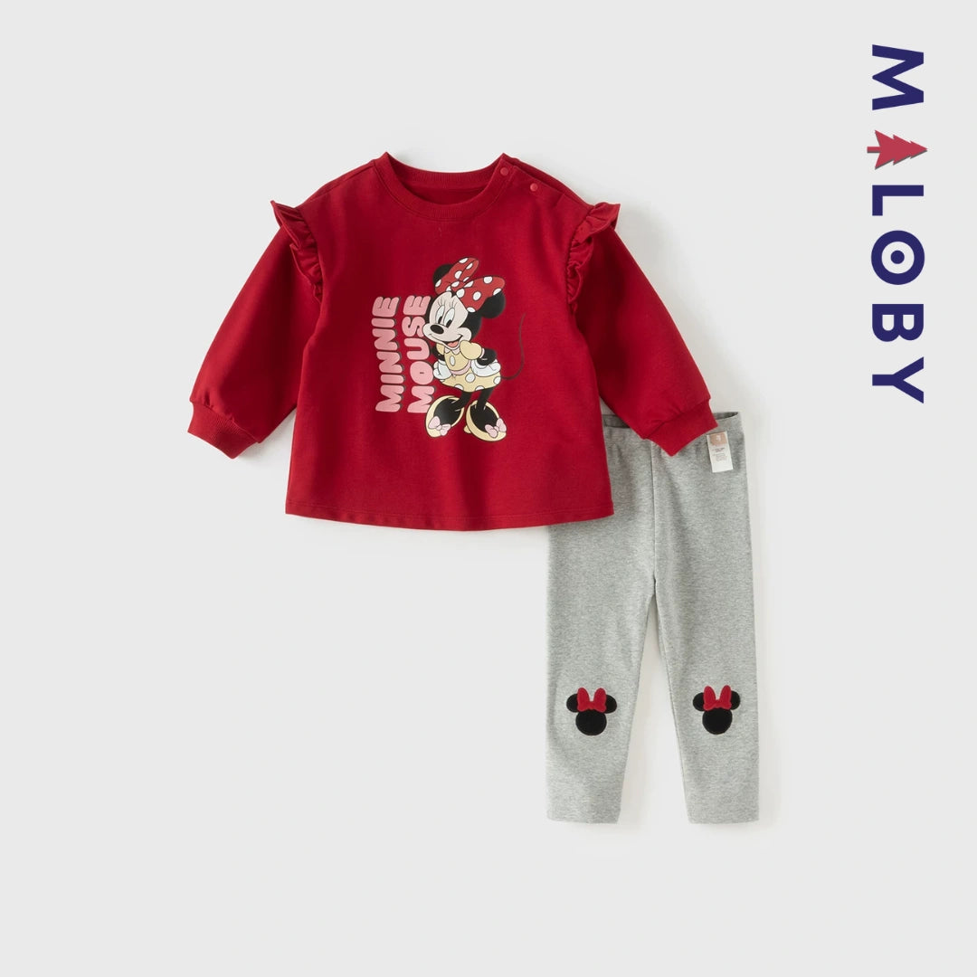 Ensemble Minnie Disney Sweat+Pantalon enfant fille- Rouge/Noir