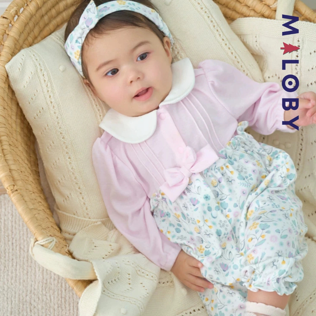 Ensemble combinaison+bandeau bébé fille - violet -robes et ensembles pour filles, bébés et garcons - MALOBY