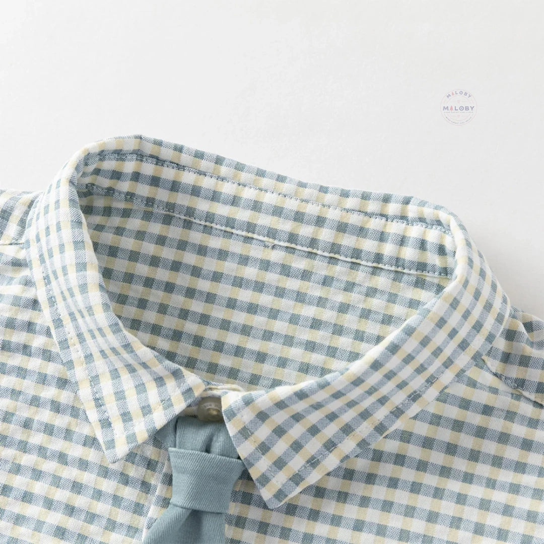 Ensemble 2 pièces chemise et pantalon enfant garçon à carreaux, vêtement enfant maroc - MALOBY