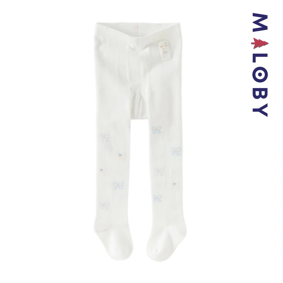 Collant à nœuds pastel enfant fille -Blanc