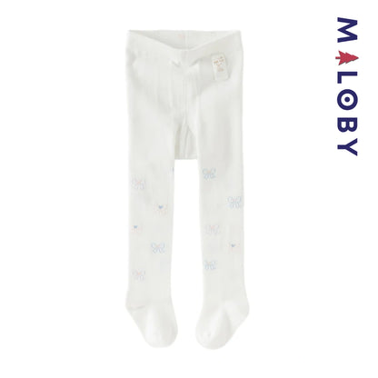 Collant à nœuds pastel enfant fille -Blanc