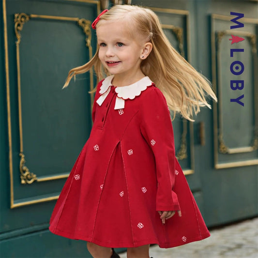 Robe polo motif papillon enfant fille -Rouge -robes et ensembles pour filles, bébés et garcons - MALOBY