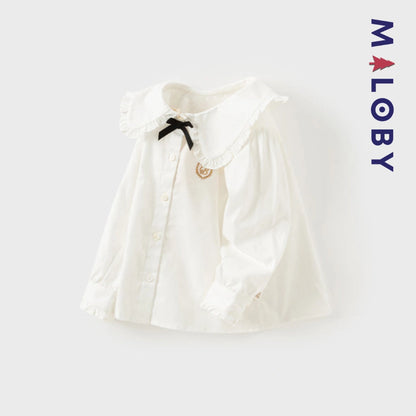 Chemise à nœud enfant fille - Blanc -robes et ensembles pour filles, bébés et garcons - MALOBY