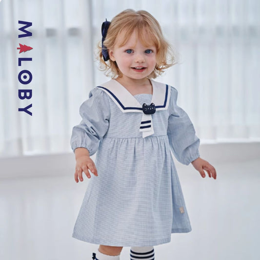 Robe style Marin enfant fille-blanc/bleu -robes et ensembles pour filles, bébés et garcons - MALOBY