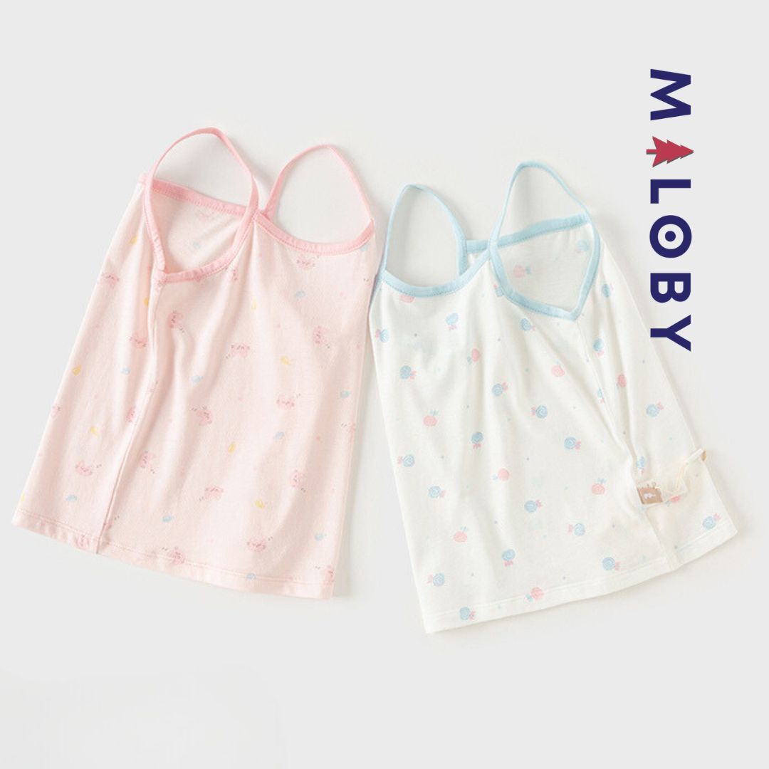 Lot de 2 débardeurs en coton - Rose/Bleu -robes et ensembles pour filles, bébés et garcons - MALOBY