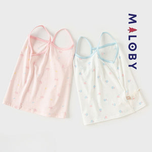 Lot de 2 débardeurs en coton - Rose/Bleu -robes et ensembles pour filles, bébés et garcons - MALOBY