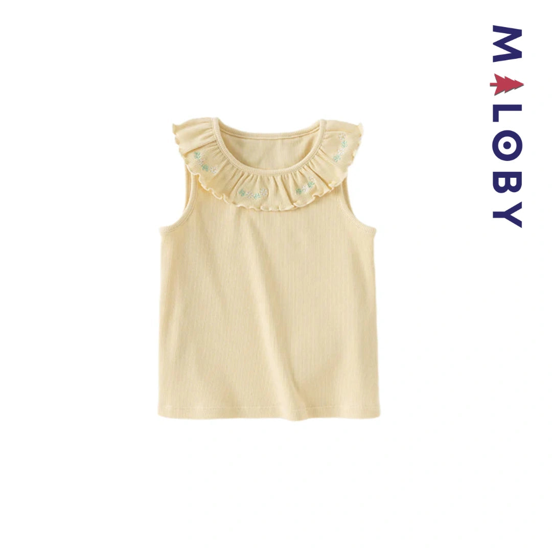 Gilet tricoté sans manches enfant fille - Jaune/violet