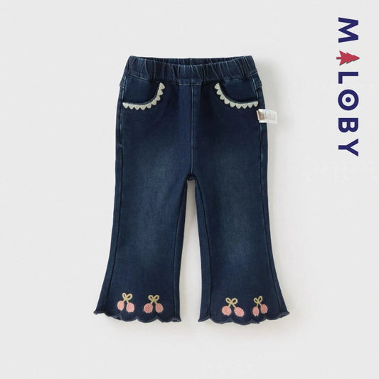 Pantalon évasé brodée enfant fille- bleu -robes et ensembles pour filles, bébés et garcons - MALOBY