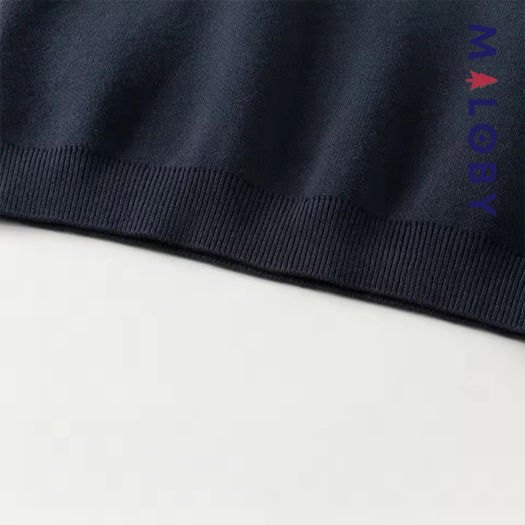 Pull à col chemise effet 2 en 1 enfant garçon -Marine -robes et ensembles pour filles, bébés et garcons - MALOBY
