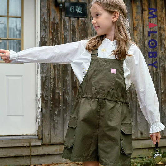 Ensemble Chaussettes +Salopette Short Cargo Enfant fille -Kaki