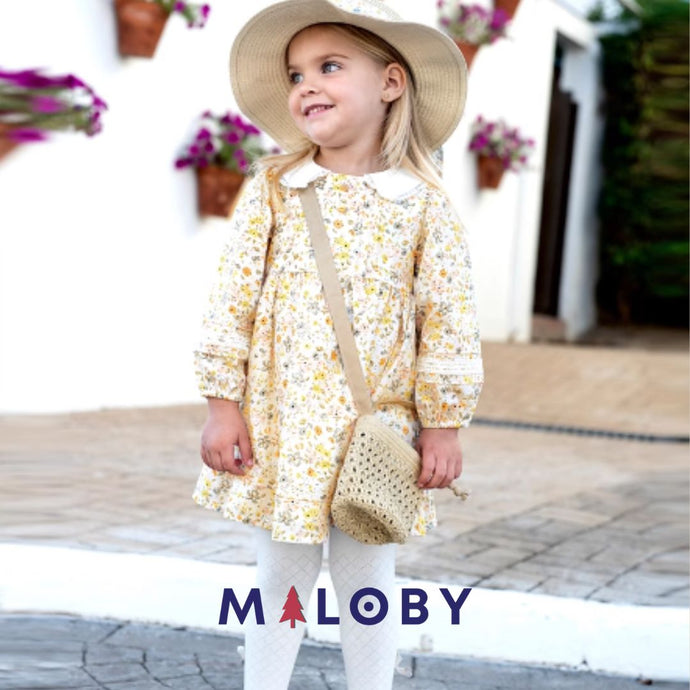 Robe à motifs fleurs imprimés - Jaune -robes et ensembles pour filles, bébés et garcons - MALOBY