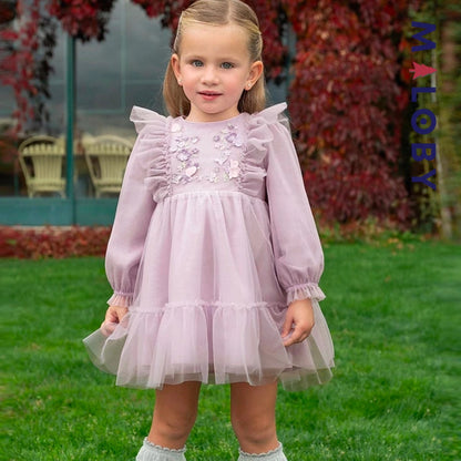 Robe de cérémonie volontée en tulle - violet