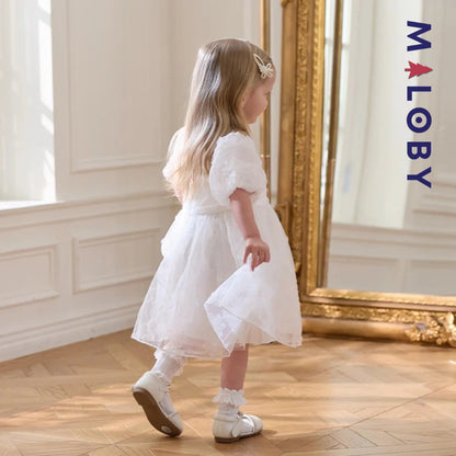 Robe cérémonie effet 2 en 1 -Blanc -robes et ensembles pour filles, bébés et garcons - MALOBY