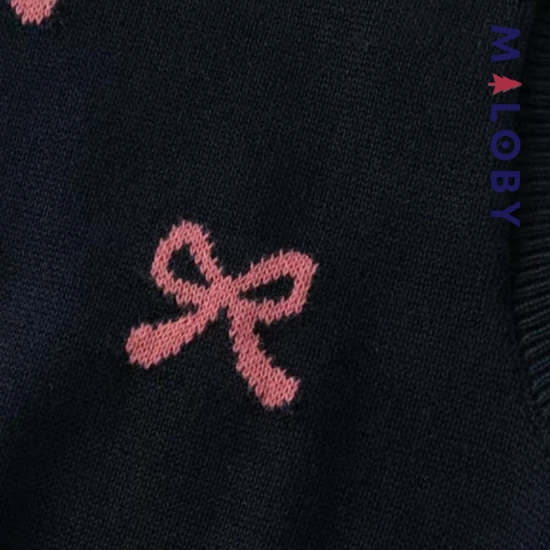 Pull en maille sans manches enfant fille -Marine -robes et ensembles pour filles, bébés et garcons - MALOBY