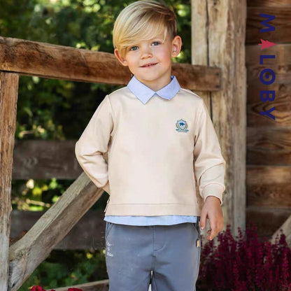 Ensemble habillé pull +pantalon enfant garçon - Beige/bleu