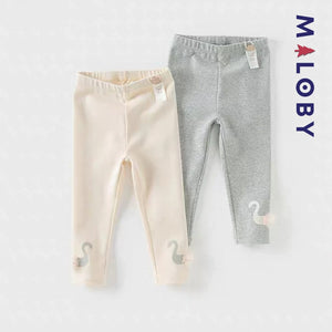 Legging motif fantaisie enfant fille-Blanc/gris