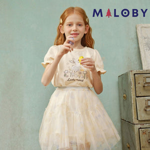 Ensemble T-shirt et Jupe enfant fille-jaune -robes et ensembles pour filles, bébés et garcons - MALOBY