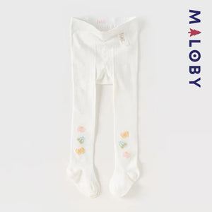 Collant Épais à motifs papillon enfant fille - blanc