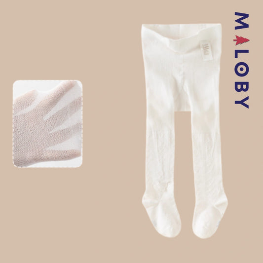 Collant fins motif papillon enfant fille- blanc