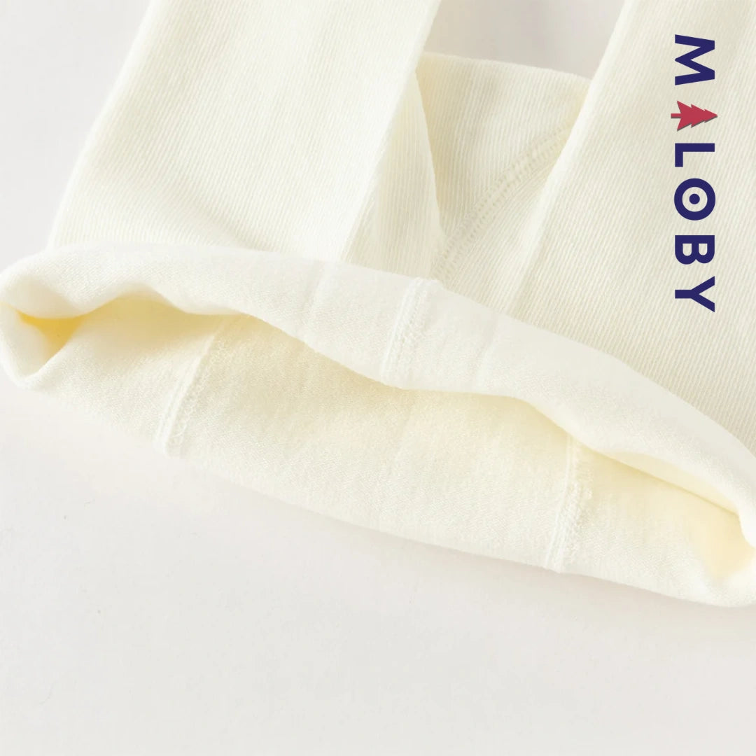 Collant côtelé avec papillons brodés enfant fille– Beige