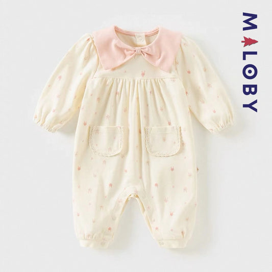 Combinaison longue motifs imprimés enfant fille- Rose