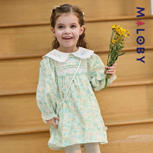 Robe Fleurie à col brodé avec mini sac chat enfant fille -Floral