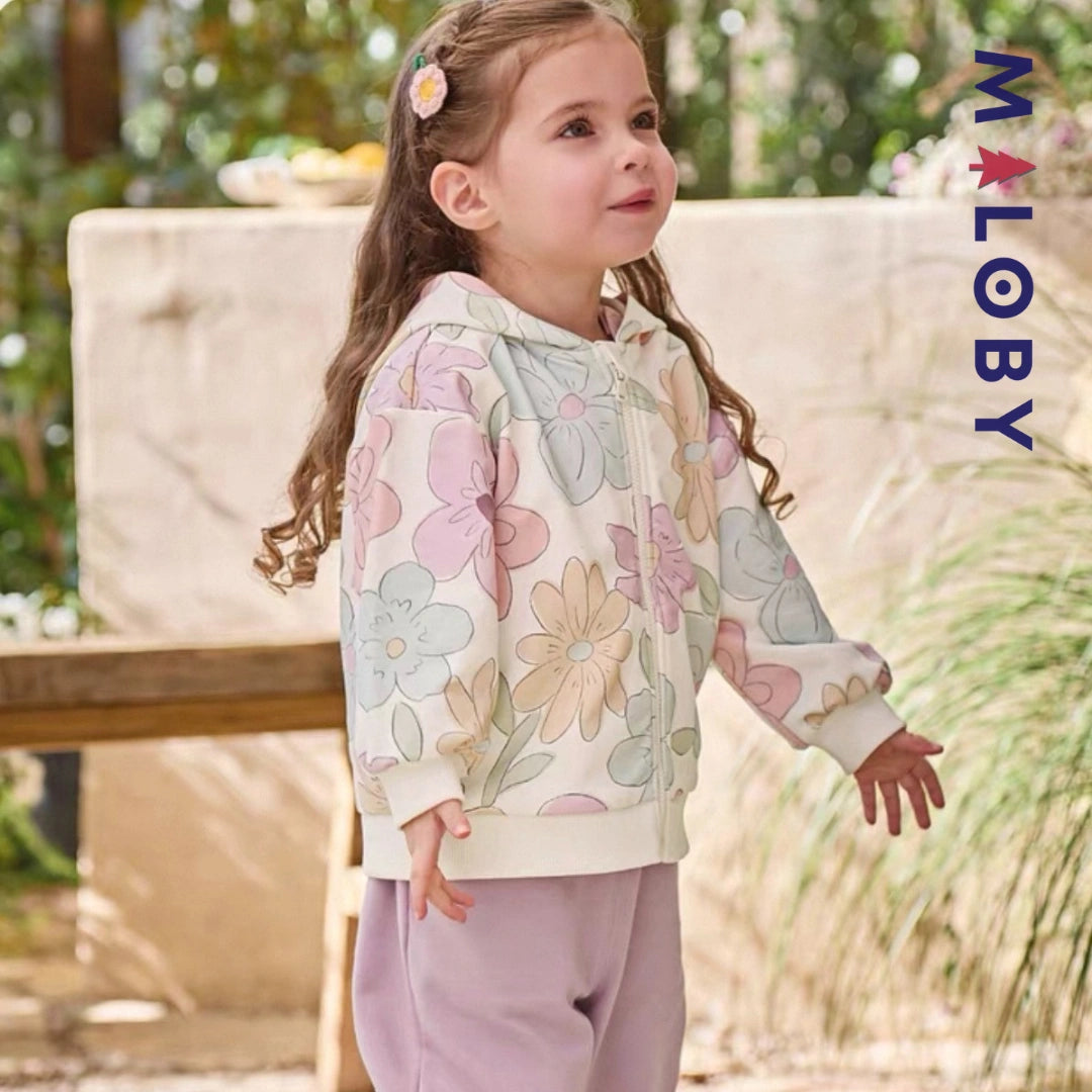 Ensemble jogging 2 pièces motifs fleuris enfant fille- Rose Bonbon -robes et ensembles pour filles, bébés et garcons - MALOBY