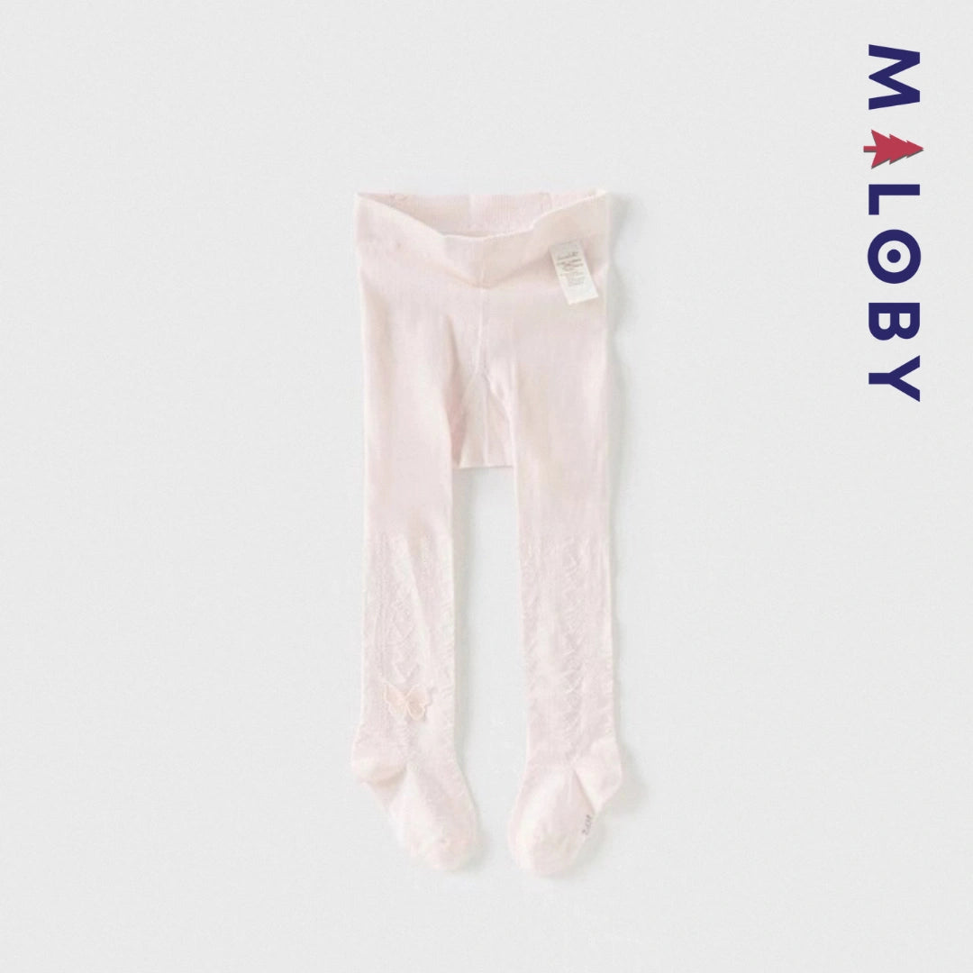 Collant épais motif papillon enfant fille -Rose