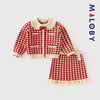 Ensemble à carreaux jupe + Cardigan - Rouge -robes et ensembles pour filles, bébés et garcons - MALOBY