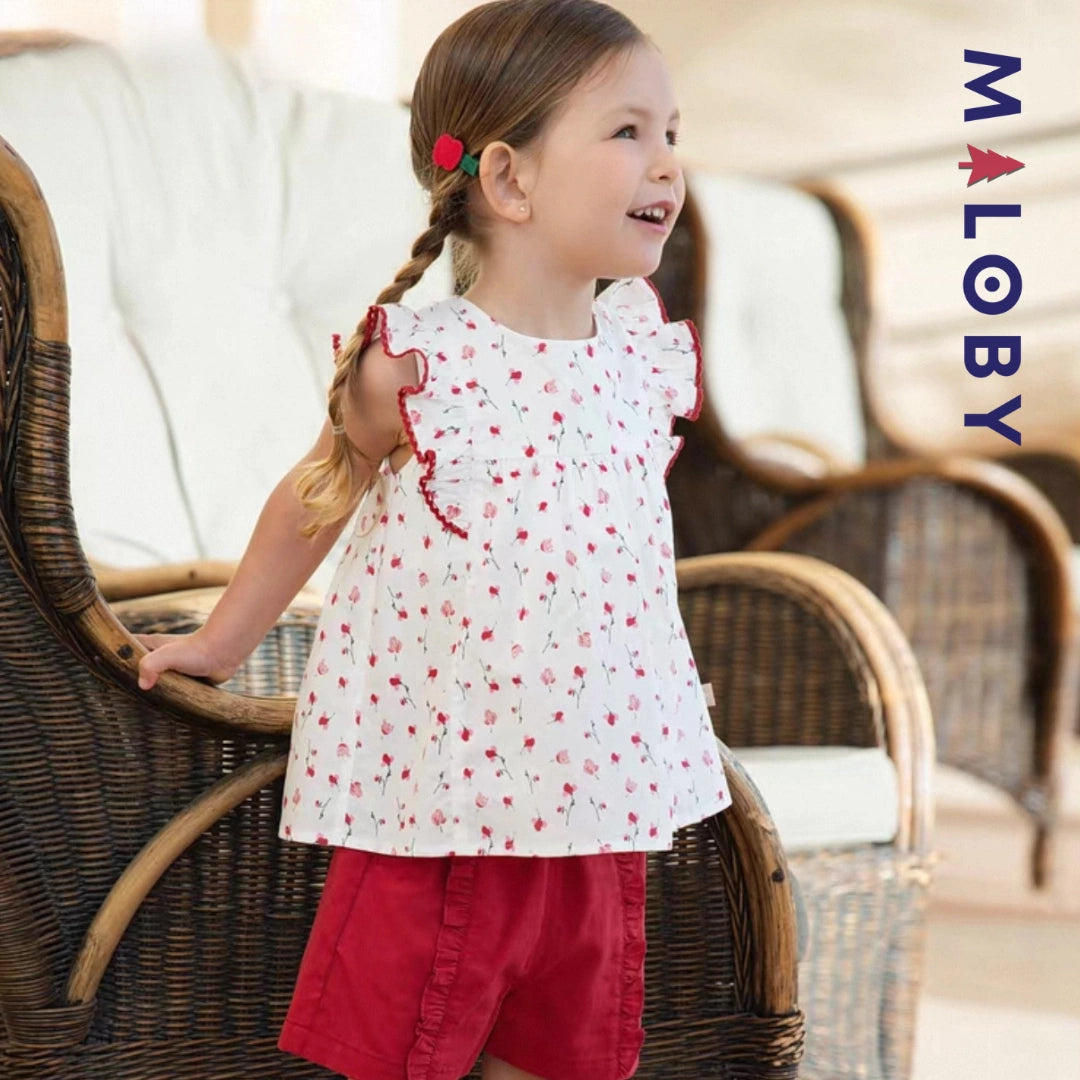 Ensemble d'été 2 pièces enfant fille -Rouge