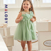 Robe cérémonie à nœuds enfant fille- Vert -robes et ensembles pour filles, bébés et garcons - MALOBY