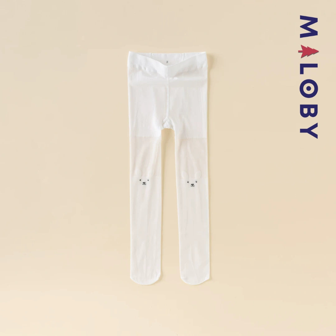 Collants fins motifs fantaisie enfant fille -Blanc