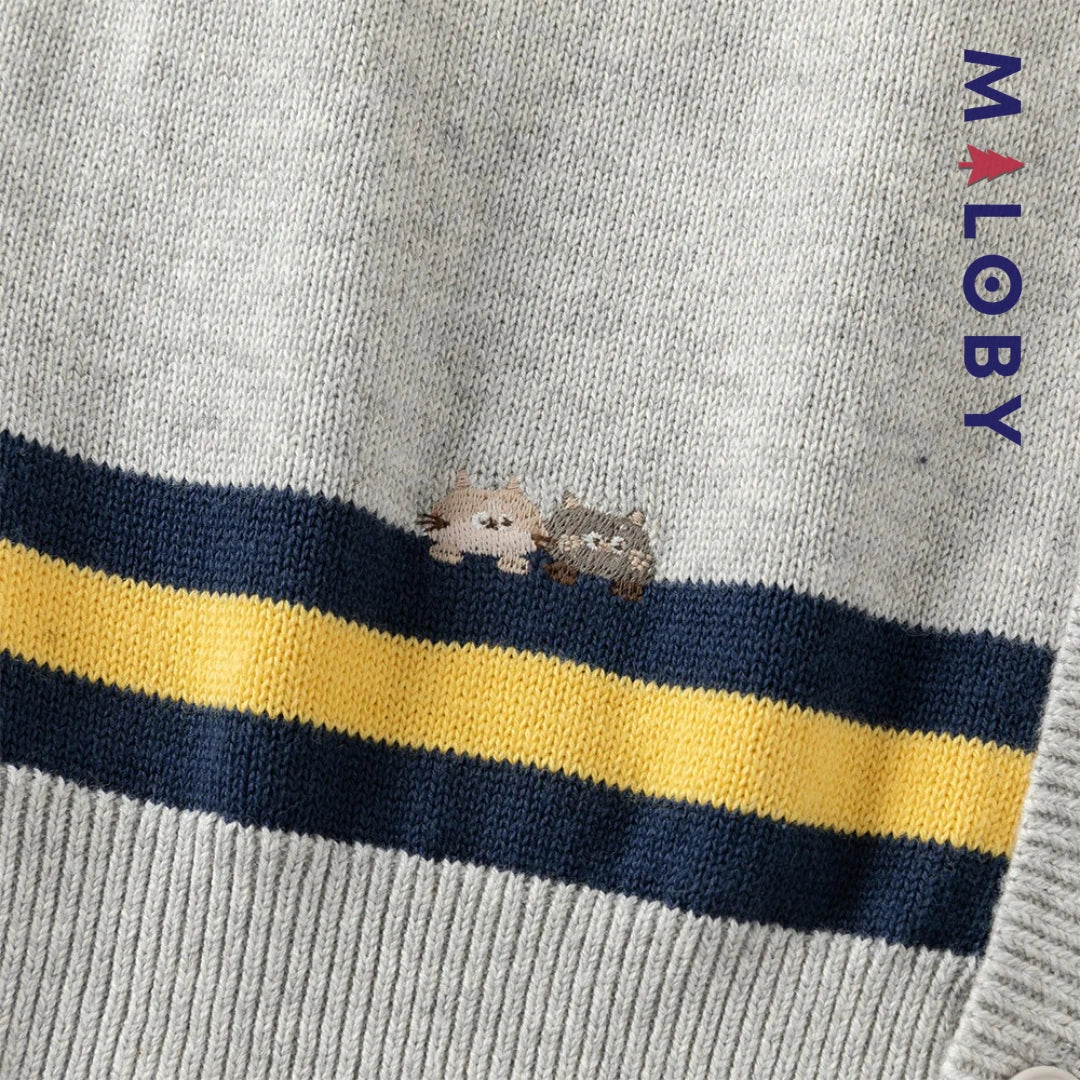 Duo chemise+cardigan enfant garçon -Gris/Blanc -robes et ensembles pour filles, bébés et garcons - MALOBY
