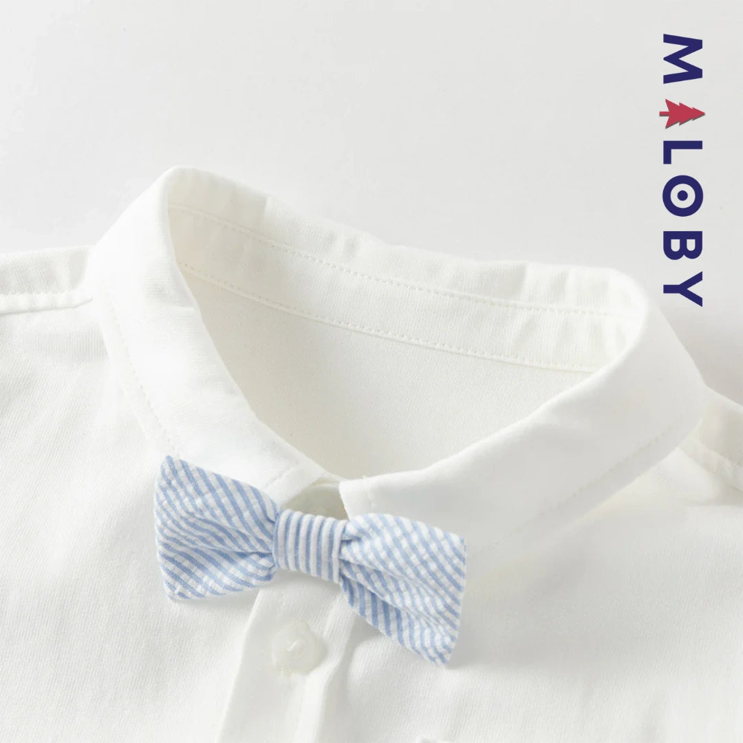 Ensemble habillé 2 pièces en pur coton enfant garçon -Blanc