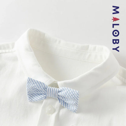 Ensemble habillé 2 pièces en pur coton enfant garçon -Blanc