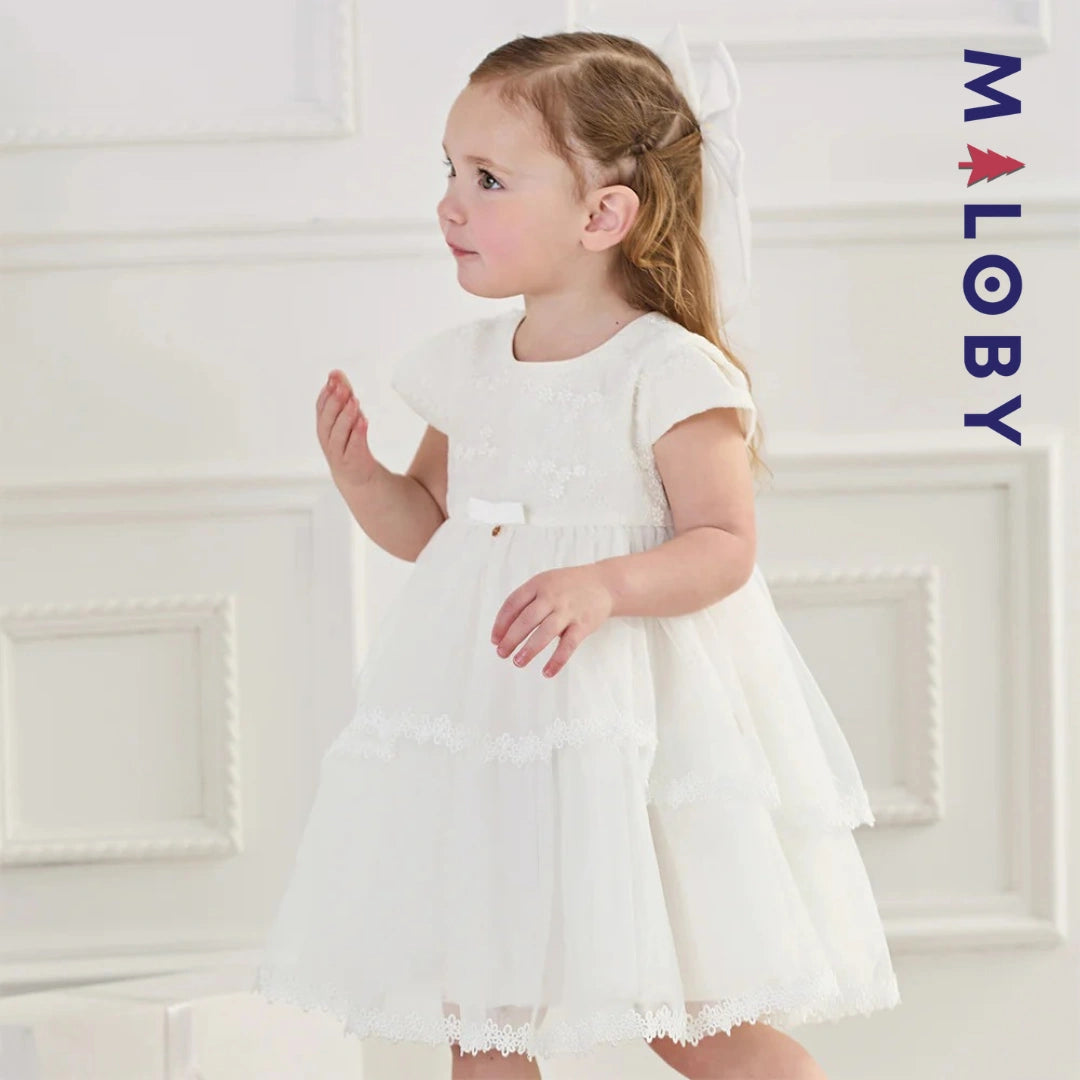 Robe haute couture de cérémonie enfant fille -Blanc