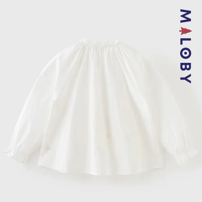 Chemise brodée en pur coton enfant fille -Beige